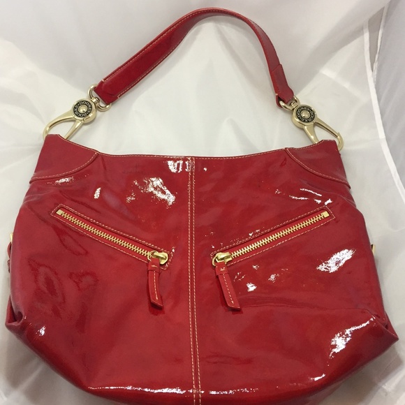 Red and black vinyl dooney and bourke purse - Picture 1 of 8